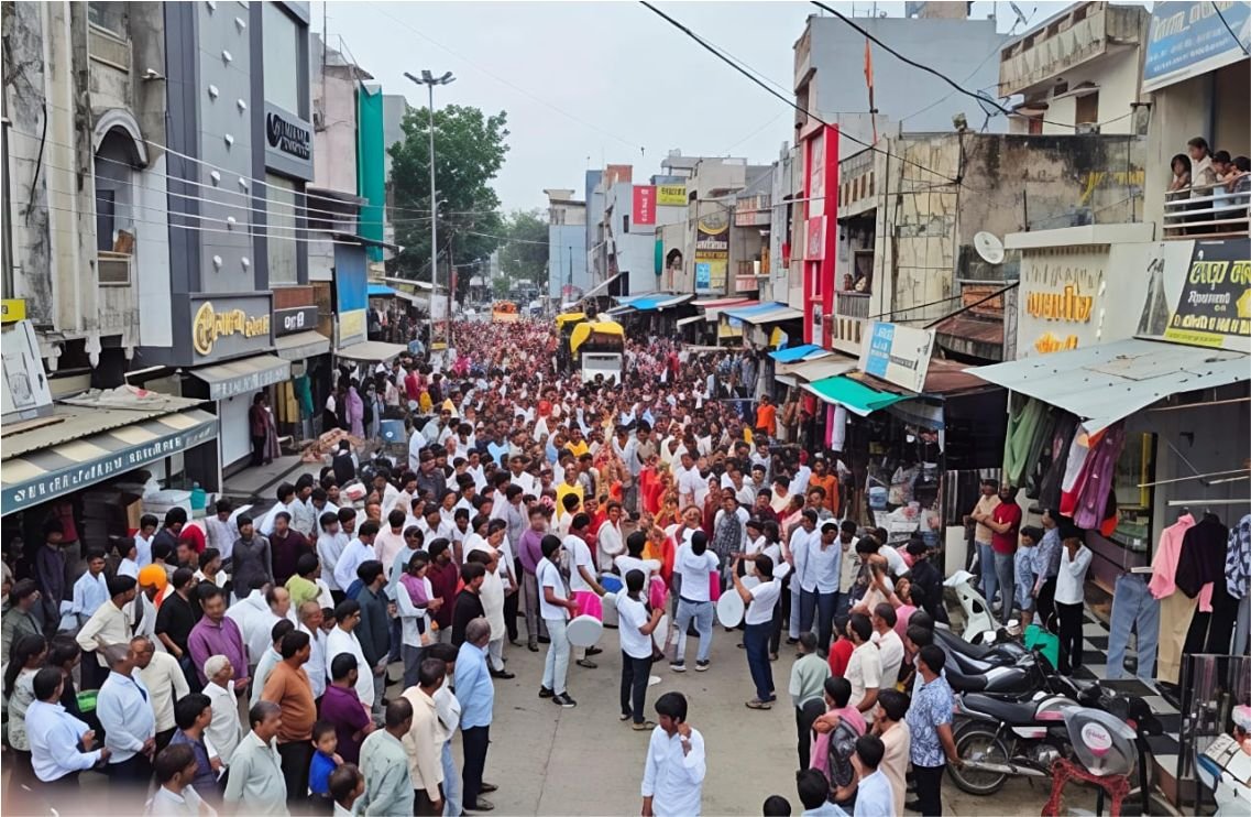 डीजे-ढोल की थाप पर थिरका नामली, गंगाजल से निकली भव्य कलश यात्रा;रामभक्ति में रंगा पूरा नगर