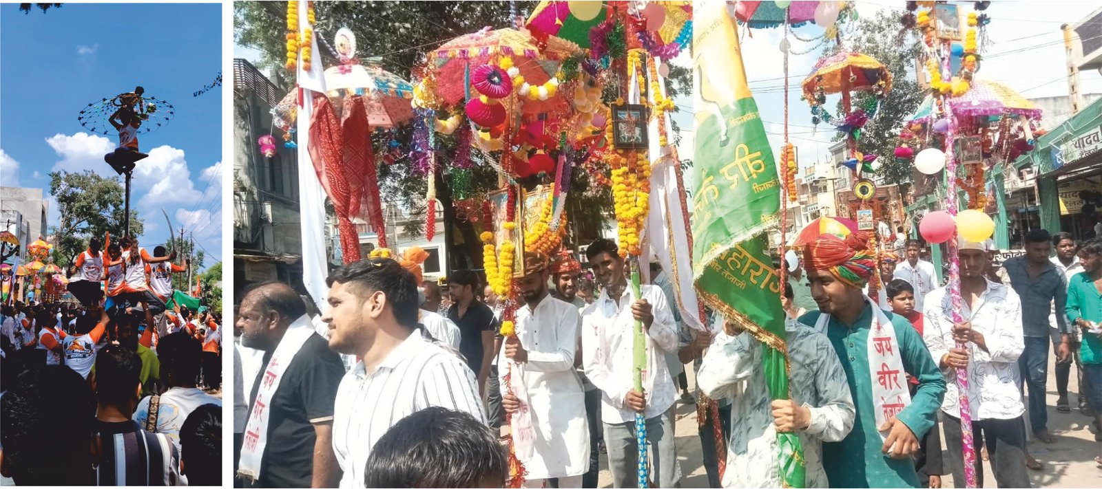श्री तेजा दशमी पर आस्था का सैलाब: 15 से अधिक छत्रियों के निशान के साथ निकली भव्य यात्रा, अखाड़े के कलाकारों ने दिखाए हैरतअंगेज करतब
