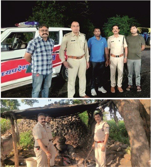 जंगल में अवैध महुआ शराब की भट्टी पर पुलिस का छापा, 200 लीटर लहान नष्ट; जुए के फड़ से 10,500 रुपये जब्त